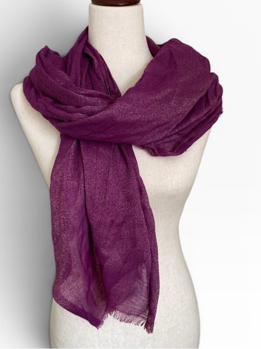 Women's Lightweight Plum metallic Wrap Scarf